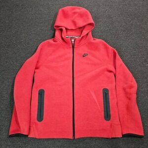Nike Tech Fleece Full Zip Hoodie Youth XL Red Heathered Athletic Sweatshirt